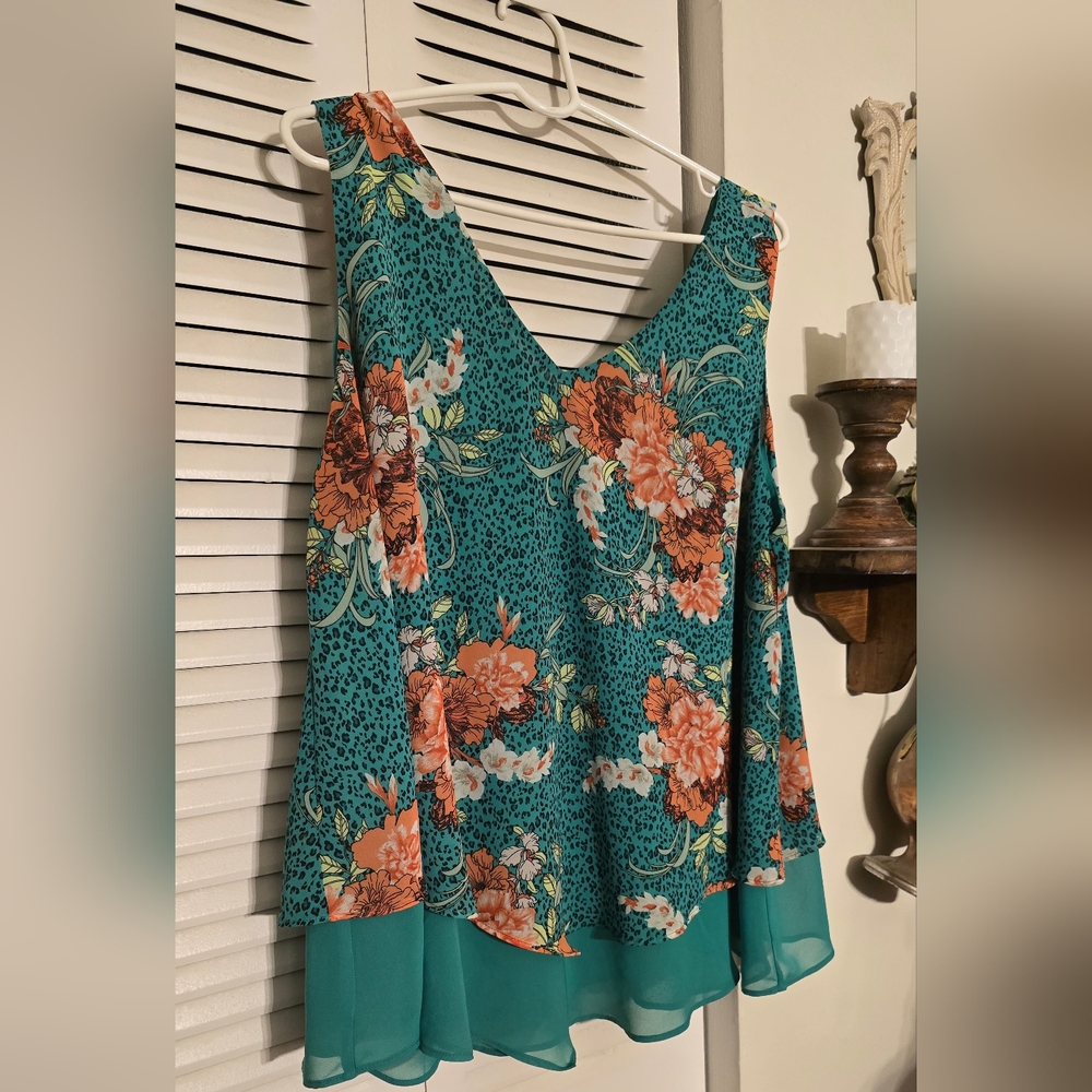 Torrid Teal Floral Tank Top